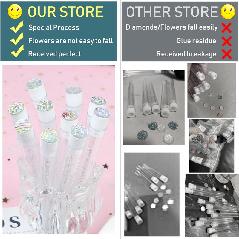 SenRocc 20 Sets Mascara Wand Tube Diamond Eyelash Spoolies Mascara Brushes Lash Brush Makeup Tool Applicator Eyelash Brush Tubes Makeup Brush (4C-Silver) - Image 4
